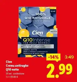 Lidl Cien Crema antirughe Q10 notte offerta