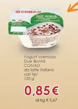 Conad Yogurt Cremoso Due Bontà offerta