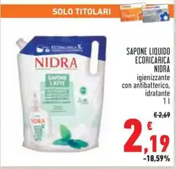 Conad SAPONE LIQUIDO ECORICARICA NIDRA offerta