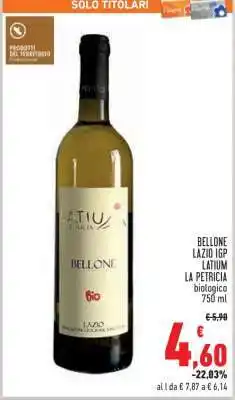 Conad BELLONE LAZIO IGP LATIUM LA PETRICIA biologico 750 ml offerta