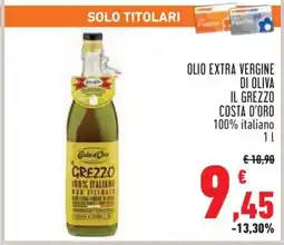 Conad Olio Extra Vergine di Oliva Il Grezzo Costa d'Oro offerta