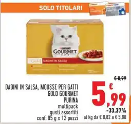 Conad Dadini in Salsa, Mousse per Gatti Gold Gourmet Purina offerta