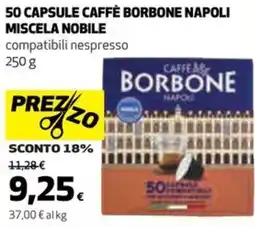 Coop 50 capsule caffè borbone napoli miscela nobile offerta