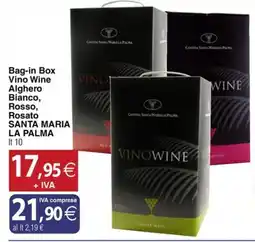 Docks Cash&Carry Bag-in Box Vino Wine Alghero Bianco, Rosso, Rosato SANTA MARIA LA PALMA offerta