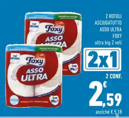 Conad 2 rotoli asciugatutto asso ultra FOXY offerta