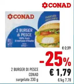 Conad 2 burger di pesce CONAD offerta