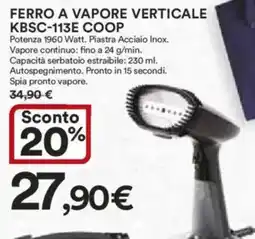 Ipercoop FERRO A VAPORE VERTICALE KBSC-113E COOP offerta