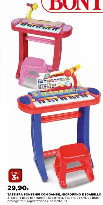 Ipercoop Tastiera Bontempi con Gambe, Microfono E Sgabello offerta