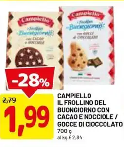 DPiù CAMPIELLO Il frollino del buongiorno con cacao e nocciole / gocce di cioccolato offerta