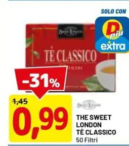 DPiù THE SWEET LONDON Tè classico 50 filtri offerta