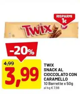 DPiù TWIX Snack al cioccolato con caramello offerta