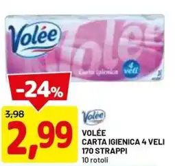 DPiù Volée carta igienica 4 veli 170 strappi offerta