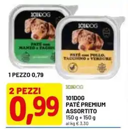 DPiù 101dog paté premium assortito offerta