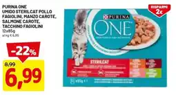 DPiù Purina one umido sterilcat pollo fagiolini, manzo carote, salmone carote, tacchino fagiolini offerta
