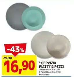 DPiù Servizio piatti 12 pezzi offerta