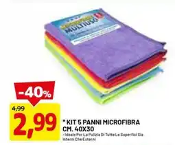 DPiù Kit 5 panni microfibra cm. 40x30 offerta