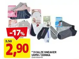 DPiù 3 calze sneaker uomo / donna offerta
