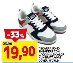 DPiù Scarpa uomo sneakers con lacci multicolor numerata 41/46 coveri world offerta
