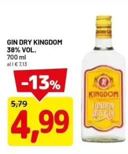 DPiù Gin dry KINGDOM 38% vol. offerta