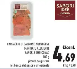 Conad Superstore Carpaccio di salmone norvegese marinato alle erbe SAPORI&IDEE CONAD offerta