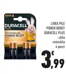 Conad Linea pile power boost duracell plus stilo ministilo 4 pezzi offerta