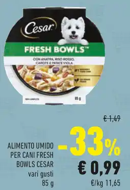 Conad Alimento umido per cani fresh bowls CESAR vari gusti offerta