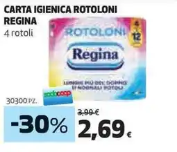 Ipercoop Carta igienica rotoloni REGINA offerta