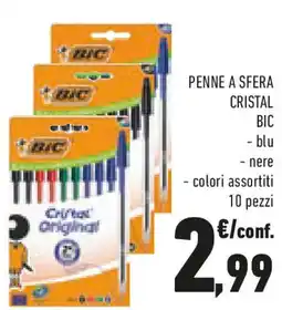 Conad Penne a sfera cristal BIC blu nere colori assortiti 10 pezzi offerta