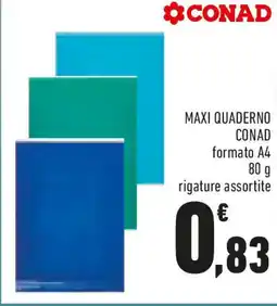 Conad Maxi quaderno CONAD formato a4 rigature assortite offerta