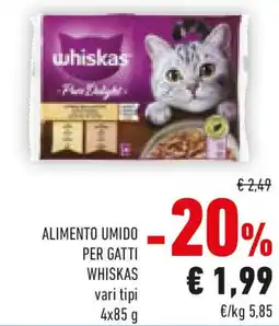 Conad Alimento umido per gatti WHISKAS vari tipi offerta
