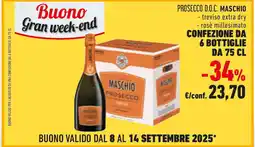 Conad Prosecco d.o.c. MASCHIO treviso extra dry rosè millesimato confezione da 6 bottiglie offerta