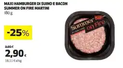 Ipercoop Maxi hamburger di suino e bacon summer on fire martini offerta