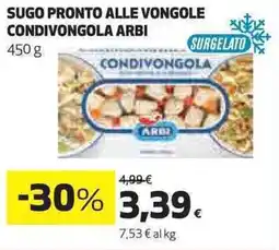 Ipercoop Sugo pronto alle vongole condivongola ARBI offerta