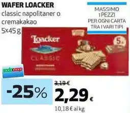 Ipercoop WAFER LOACKER classic napolitaner o cremakakao offerta