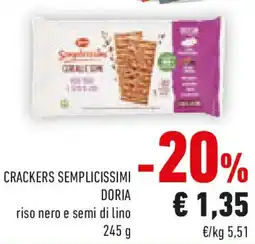 Conad Crackers semplicissimi DORIA riso nero e semi di lino offerta