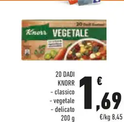 Conad 20 dadi KNORR classico vegetale delicato offerta