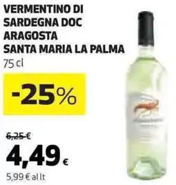 Ipercoop Vermentino di sardegna doc aragosta santa maria la palma offerta