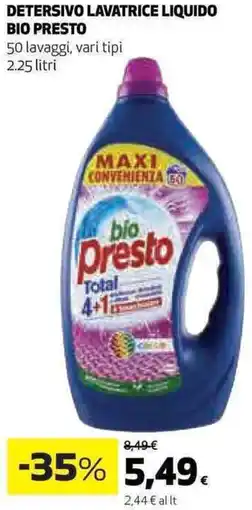 Ipercoop Detersivo lavatrice liquido BIO PRESTO offerta