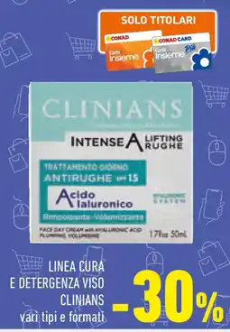 Conad Linea cura e detergenza viso CLINIANS vari tipi e formati offerta