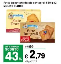 Iper La Grande Fette biscottate dorate o integrali MULINO BIANCO offerta
