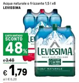 Iper La Grande Acqua naturale o frizzante LEVISSIMA offerta