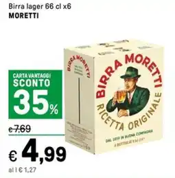 Iper La Grande Birra lager MORETTI offerta