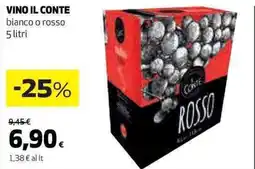 Ipercoop VINO IL CONTE bianco o rosso offerta