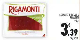 Conad Carpaccio di bresaola RIGAMONTI offerta