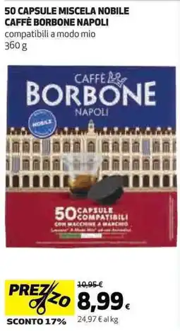 Ipercoop 50 capsule miscela nobile caffè borbone napoli offerta