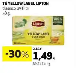 Ipercoop Té yellow label LIPTON offerta