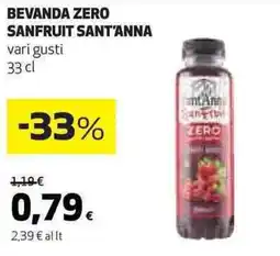 Ipercoop Bevanda zero sanfruit sant'anna offerta
