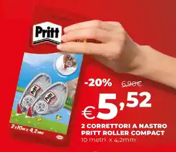 Ipercoop 2 correttori a nastro pritt roller compact offerta