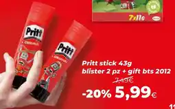 Ipercoop Pritt stick blister 2 pz + gift bts 2012 offerta