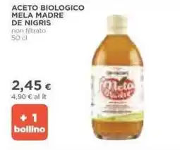 Ipercoop Aceto biologico mela madre DE NIGRIS offerta